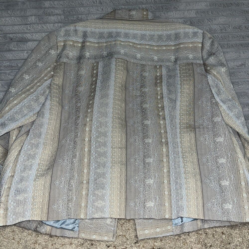 Vintage Embroidered Floral Sky Blue 18 Shirt Jacket Blazer Coastal Fairy Whimsy - Picture 6 of 7